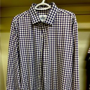 Mizzen main purple gingham pattern trim fit button down shirt
